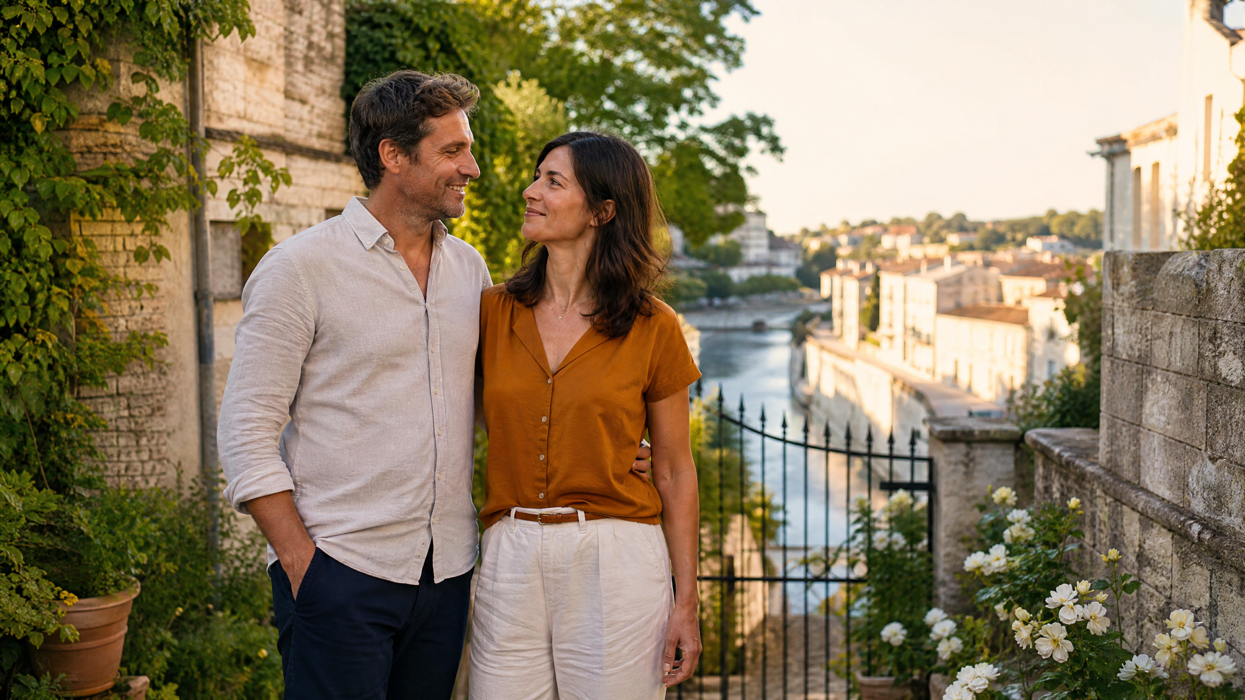 Julien et Aurélie sur les bords de Charente, à L'Houmeau, Angoulême