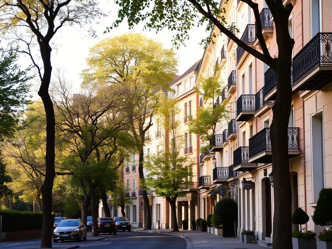 Avenue arborée du quartier Victor Hugo bordée d'immeubles haussmanniens